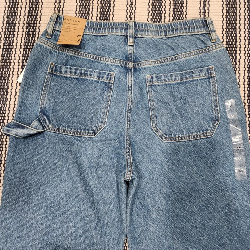 PacSun 90s BF E-Waist High Rise Straight Leg Carpenter Jeans Skate Blue Sz M NWT